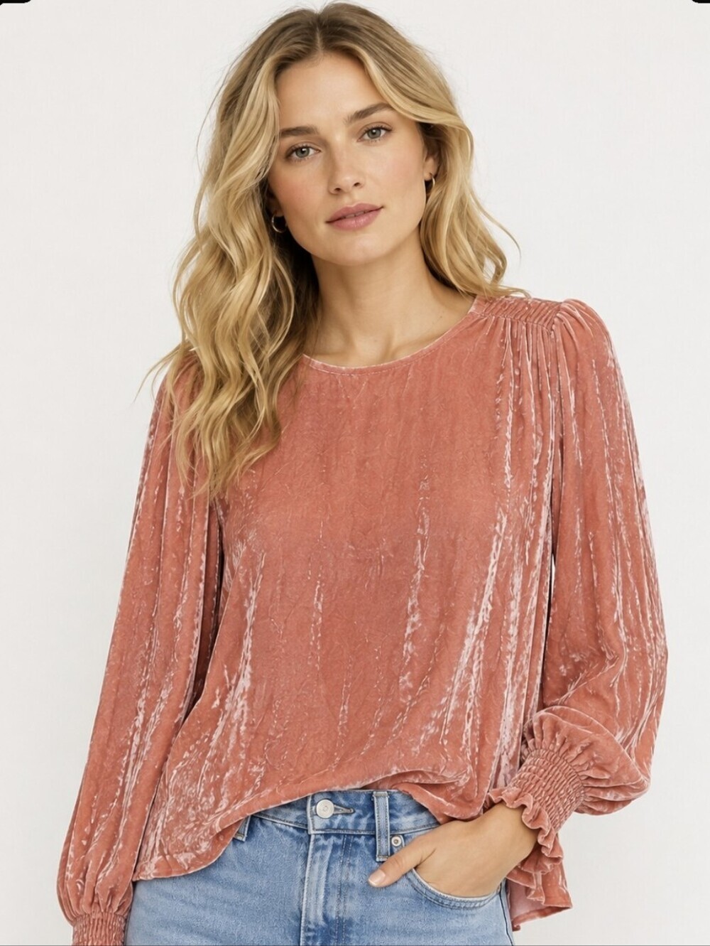Sezane  Silk Blend Velvet Blouse Pink 36 NWOT